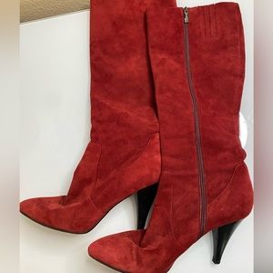 Via Spiga Red Suede Leather Boots